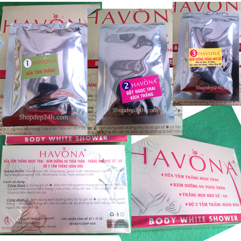 Bộ Tắm trắng Havona 3 in 1 trắng mịn như sứ