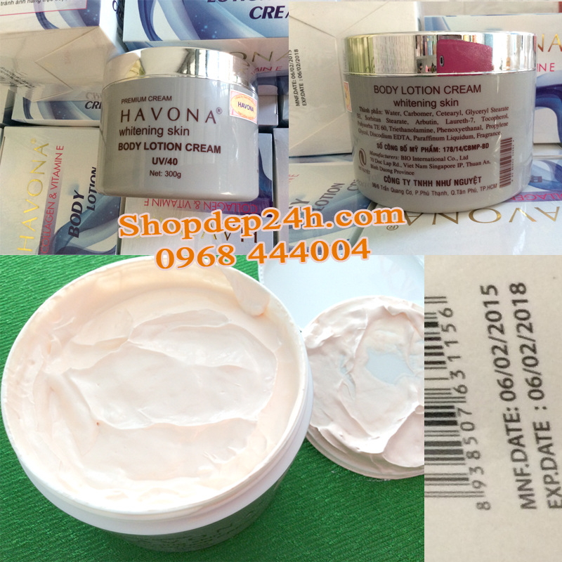 Dưỡng trăng Havona body lotion cream Collagen & Vitamin E 300gr