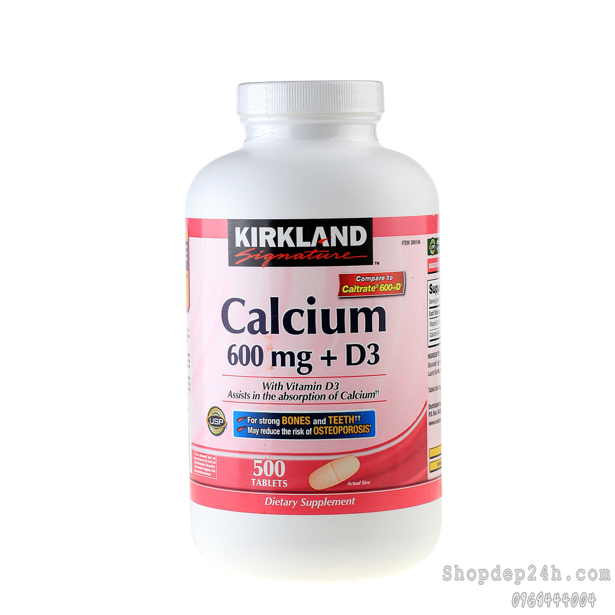 [Kirkland] Viên Calcium 600mg With Vitamin D 500 Viên Của Kirkland