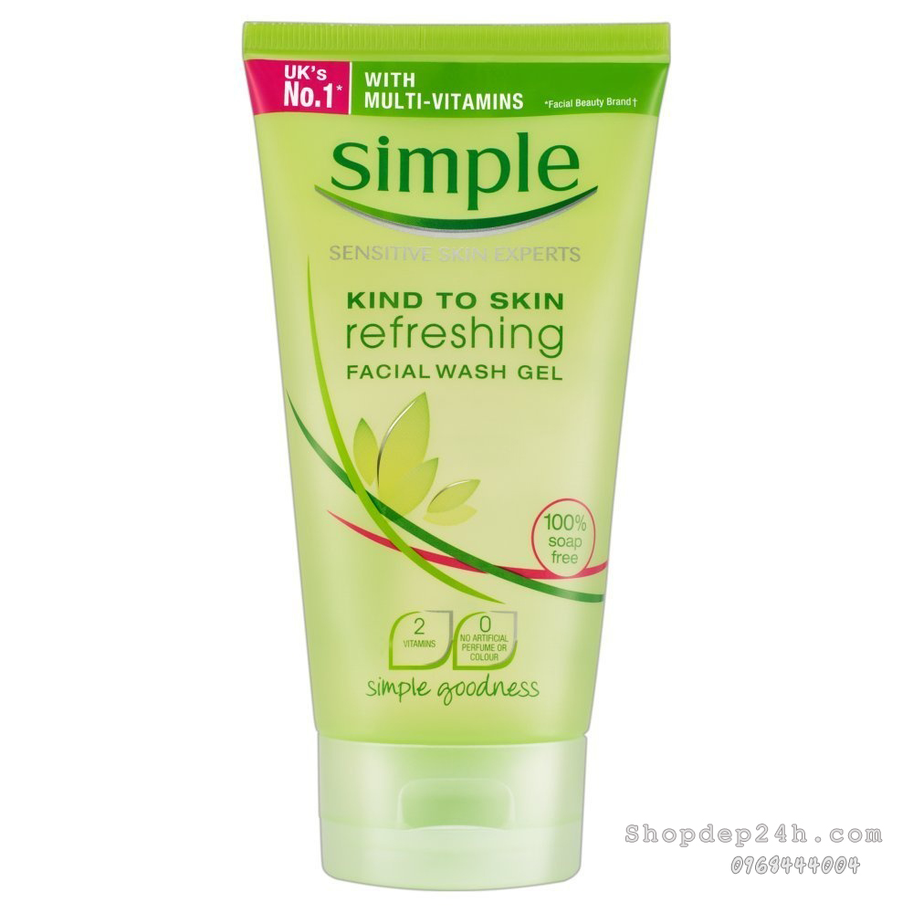 [Simple] Sữa rữa mặt dạng gel - Simple Kind To Skin Refreshing Facial Wash Gel 150ml