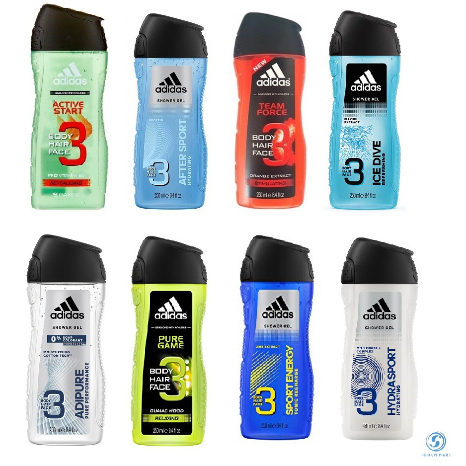 [Adidas] Gel tắm gội toàn thân Adidas 3in1 đủ mùi 400ml